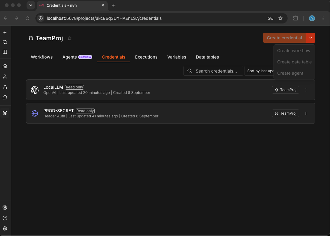 Attacker holding Project Viewer role can see the list of credentials